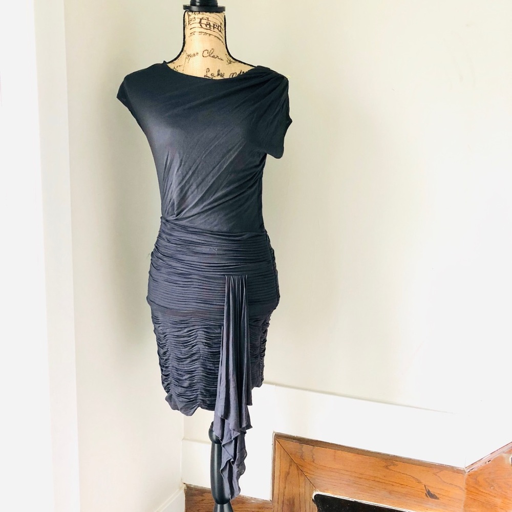 BCBGMaxzaria Grey Ruched Mini Dress Size S
